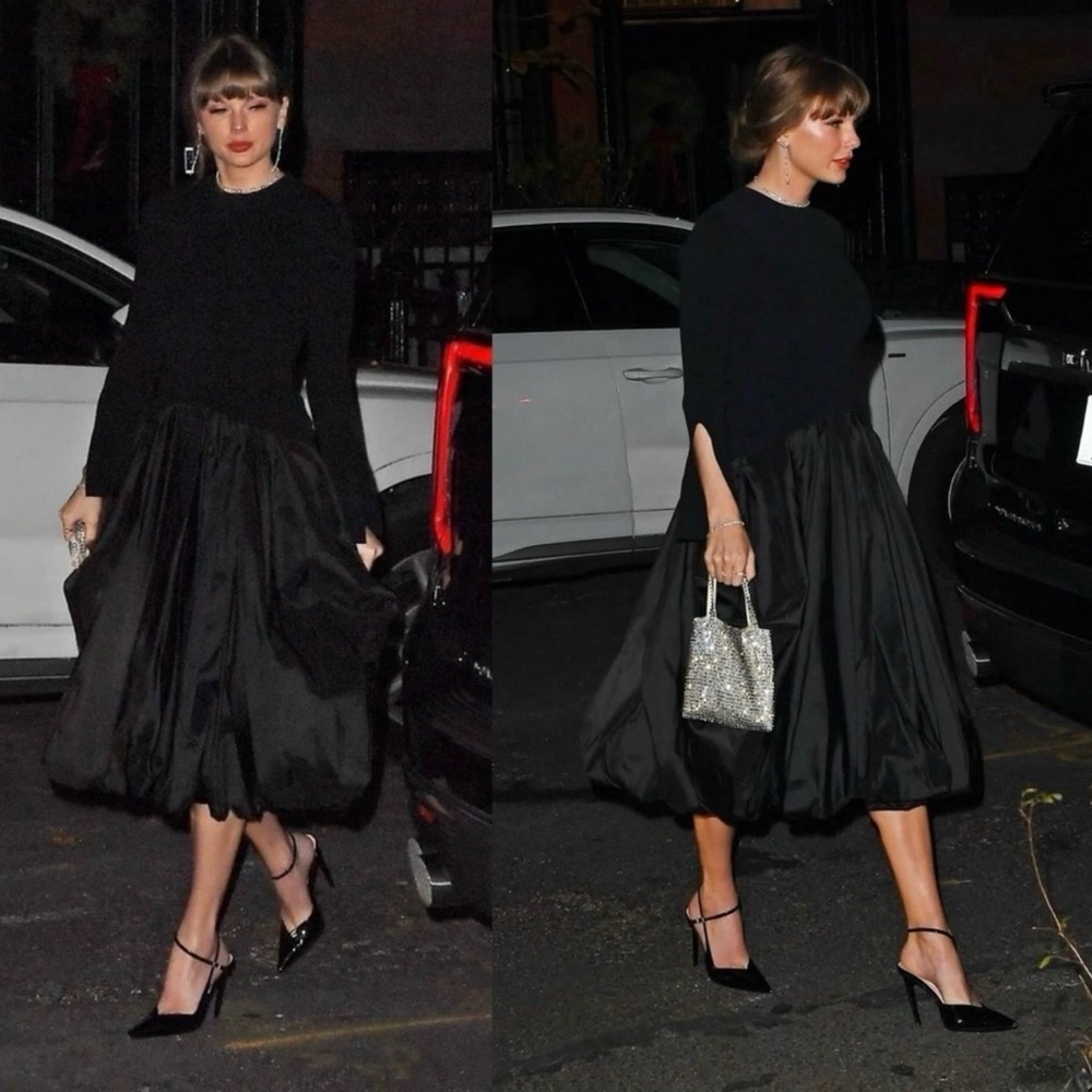 NWT SIMKHAI Kenlie Ribbed Knit Taffeta Mixed Media Dress ASO Taylor Swift Sz XS